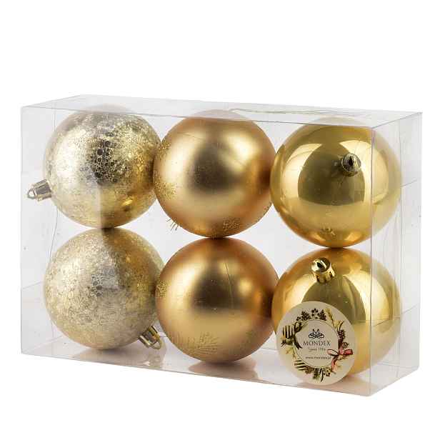 Mondex Sada 6 ks vánočních baněk Santa Lila II 8 cm zlatá