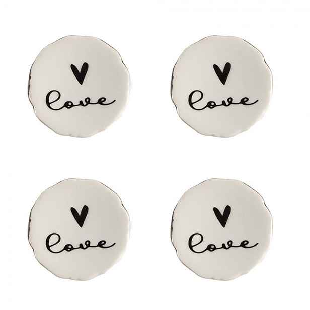 Set 4ks béžová keramická úchytka se srdíčky Love - Ø 4*3 /6 cm Clayre & Eef