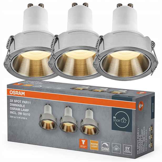 3x Stropní Led svítidlo Kulaté Stropní Svítidlo GU10 3W 200lm 2700K Stmívatelné