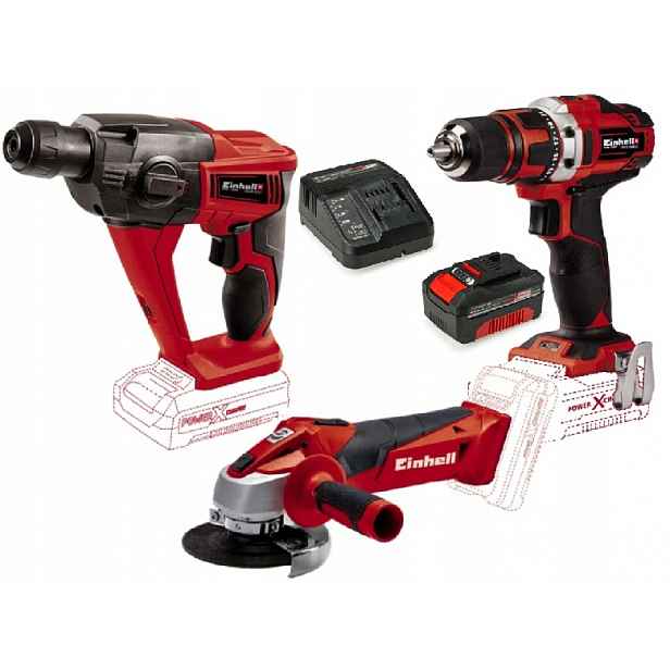 Einhell Sada Elektrického Nářadí 18V Pxc 4,0AH Aku Šroubovák Aku Kladivo A Další