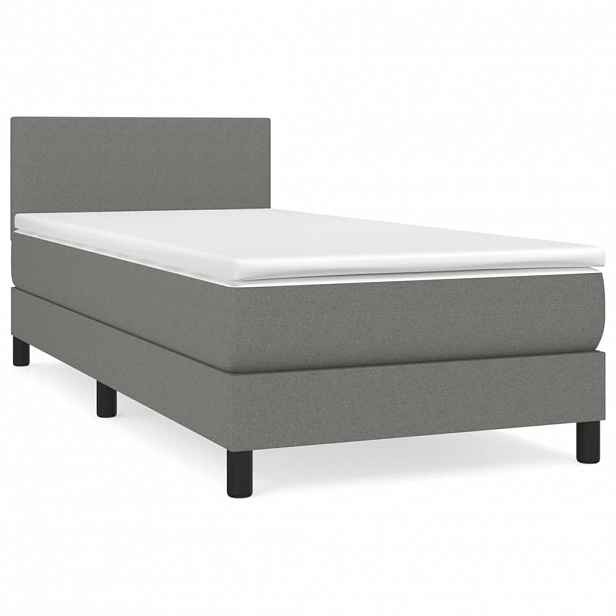 vidaXL Box spring postel s matrací tmavě šedá 80 x 200 cm textil