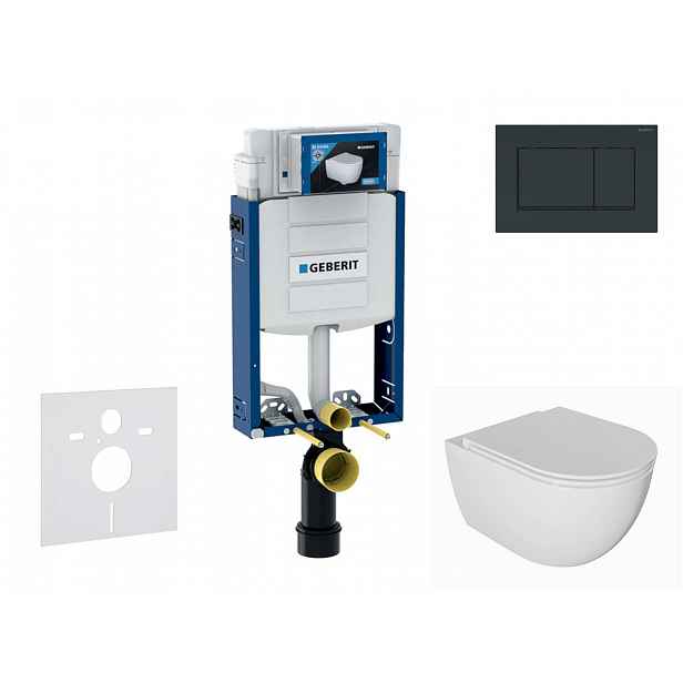 Geberit Kombifix - Set předstěnové instalace, klozetu Oudee a sedátka softclose, tlačítko Sigma20, černá lesk/černá mat SANI15CA5115