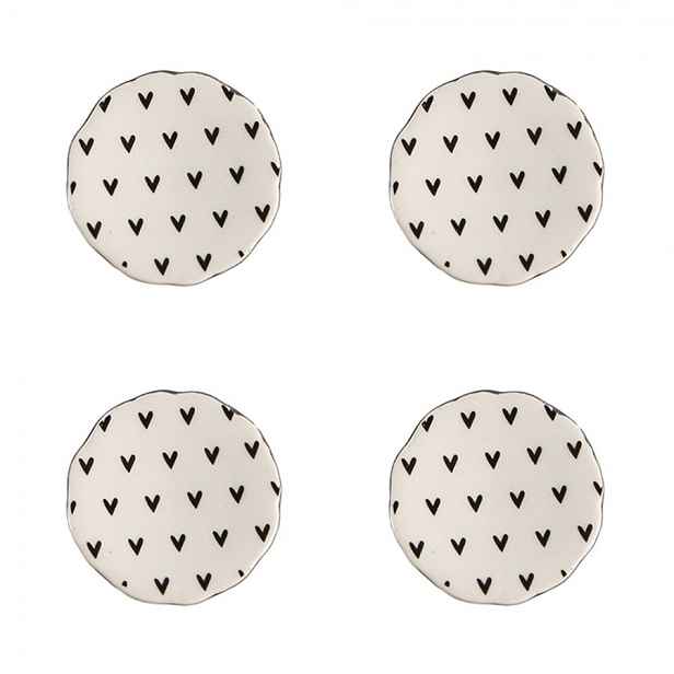 Set 4ks béžová keramická úchytka se srdíčky - Ø 4*3 /6 cm Clayre & Eef