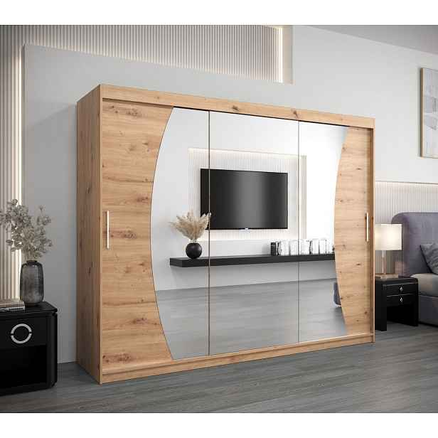 Skříň s posuvnými dveřmi SIMONA - 250 cm, dub artisan