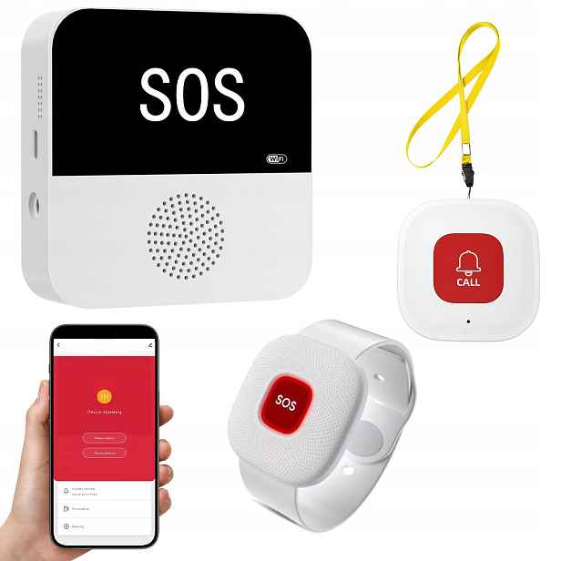 Tlačítko Sos WiFi pro seniora s náramkem a aplikací bez předplatného
