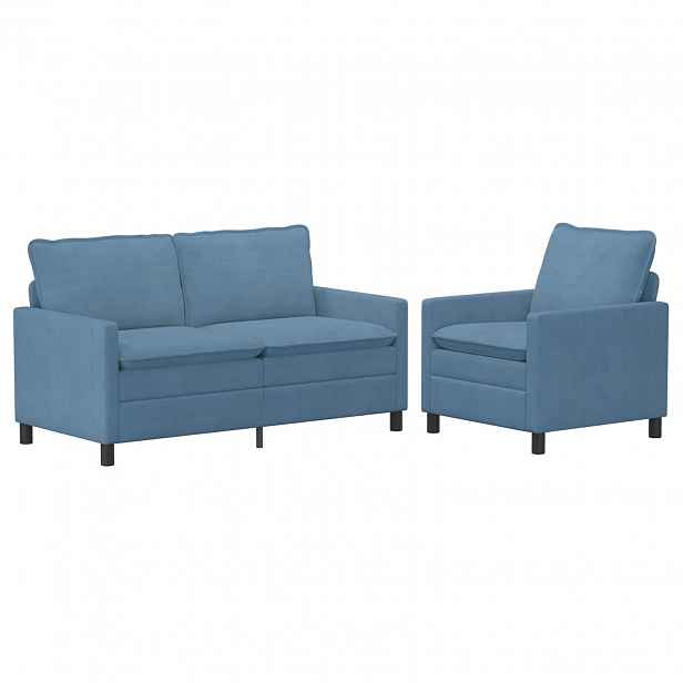 vidaXL Set pohovek 2 ks Modrá Textil
