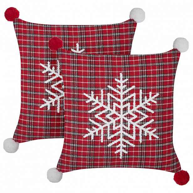 Beliani DEKORATIVNÍ polštář sada 2 ks Červený 45/45 cm Lonicera