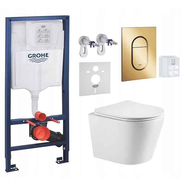 Grohe Wc stojan Rapid Sl s mísou Wc Elanta Tornado a zlatým tlačítkem