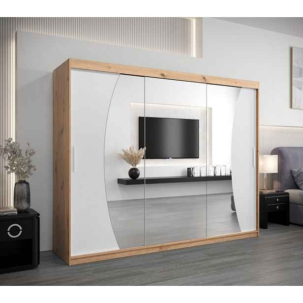 Skříň s posuvnými dveřmi SIMONA - 250 cm, dub artisan / bílá