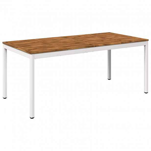 vidaXL Zahradní jídelní stůl Přírodní a bílá 147 x 88,5 x 75 cm