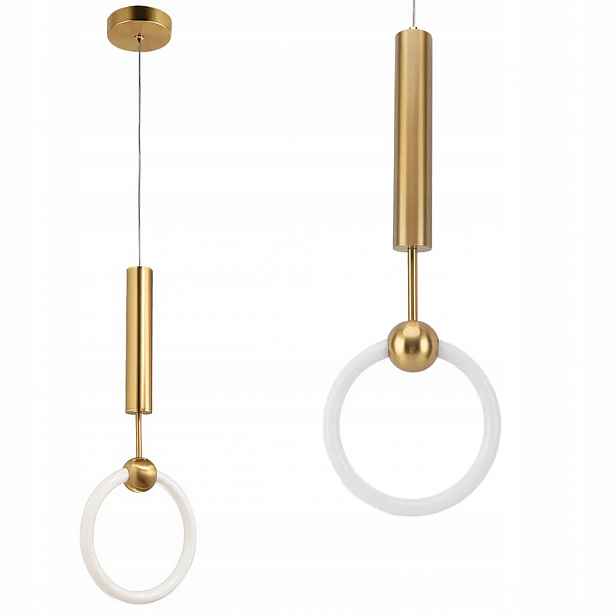 Závěsné Stropní Svítidlo Zlatá Bílá Led Bílý Prstenec Kulatý Brush Gold