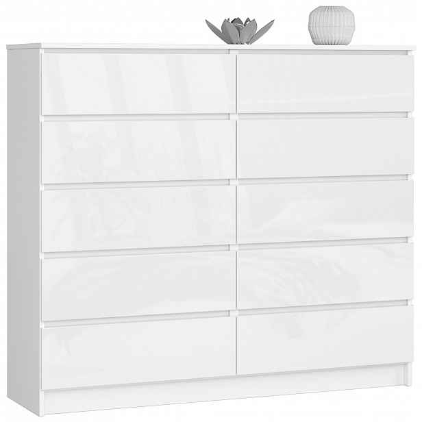 Komoda K140 10SZ Clp Pk Bílý Lesk Akd