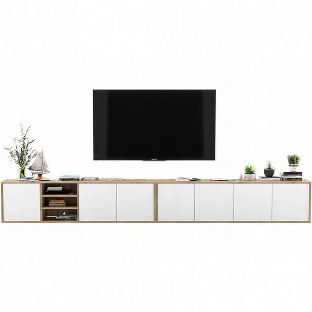 Meble Lindner SADA 2 TV stolků Apollo dub Wotan / bílá matná 300 cm