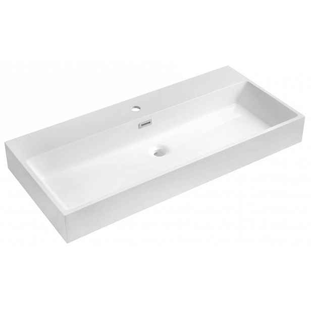 Sapho - Umyvadlo Aquatic 100x46 cm, s přepadem, otvor pro baterii, bílá AT100