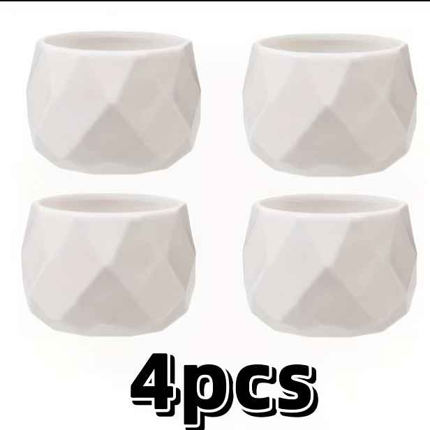 TEMU 2/4/6 ks Mini bílé sukulární květináče, geometrické diamantové malé květináče, květináče na kaktusy, pokojové rostliny, dekorace na stůl do