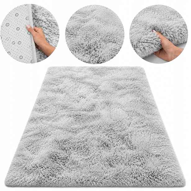 Koberec do obývacího pokoje Šedý Protiskluzový 180x300 cm Plyšový Milý Měkké Listy