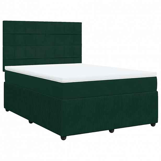 vidaXL Box spring postel s matrací tmavě zelená 140x190 cm samet