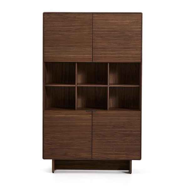 Tmavě hnědá skříň v dekoru ořechu 100x163x40 cm Norlen – Kave Home