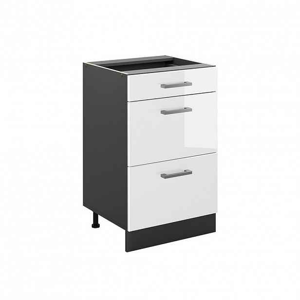 Vicco SPODNÍ SKŘÍŇKA KUCHYŇSKÉ LINKY R-Line, Bílá vysoký lesk/Antracit, 50 cm bez pracovní desky