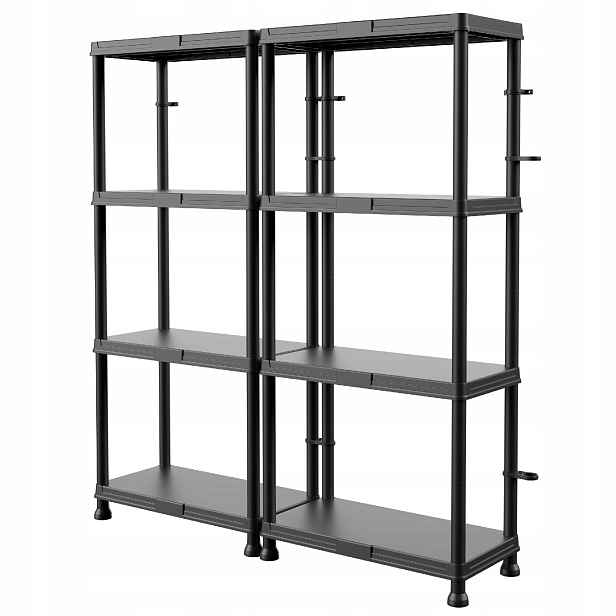 2x Skladový regál 100 kg garáž sklep spíž 4 police 60x30 cm H 134 cm