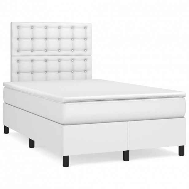 vidaXL Box spring postel s matrací bílá 120x200 cm umělá kůže