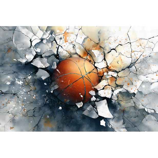 Fototapeta Flizelina Zeď 3D Sport Míč Basketbal 416x290 130g