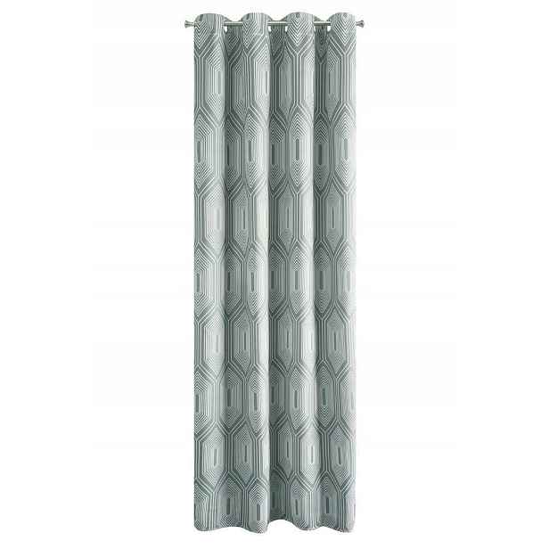 Hotový závěs na průchodkách 140x250 Diadem, stříbrná, bílá geometrie