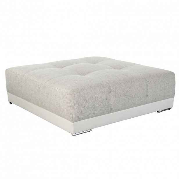 luma-home ČALOUNĚNÁ STOLIČKA XXL s pružinovým jádrem, Š120/H120/V39 cm (hodí se k pohovce BIG-SOFA) umělá kůže bílá + strukturovaná látka šedá béžová