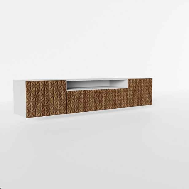 MASSENO ZÁVĚSNÝ TV STOLEK ROVA, 200/41/40 cm, bílý /, dekor dub