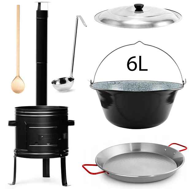 Perfect Home Pael-Set-66 Kotlíková souprava 6L, 6ks – kotlina/kotlík/poklice/vařečka/naběračka/paella pánev
