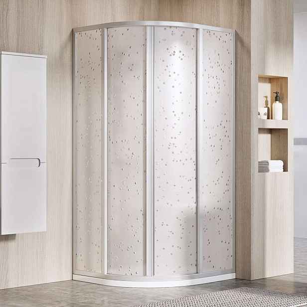 Ravak Supernova - Čtvrtkruhový sprchový kout čtyřdílný SKCP4-90, 88-90 cm, satin/Pearl 3117OU0211