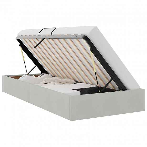 vidaXL Ottoman postel s úložištěm Světle šedá 90 x 190 cm Samet