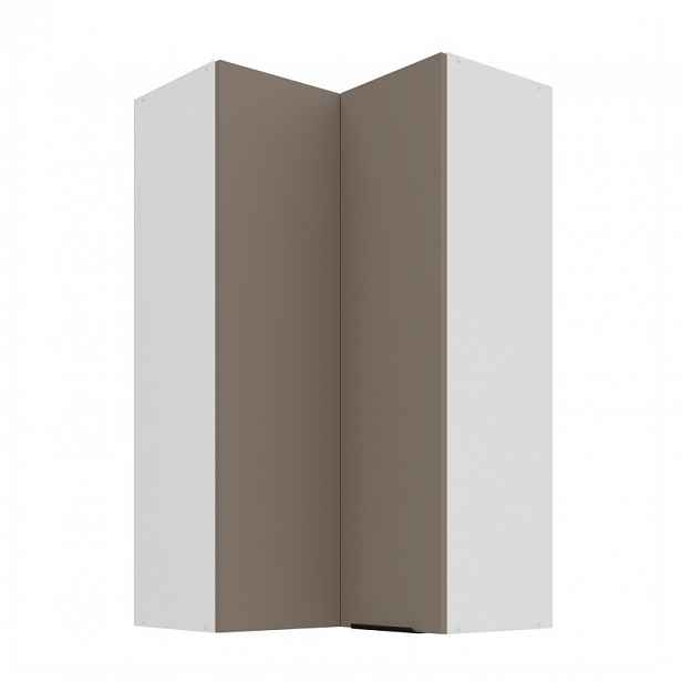 Vysoká horní rohová skříňka LUNARA 2 - 60x60 cm, tmavě béžová / bílá