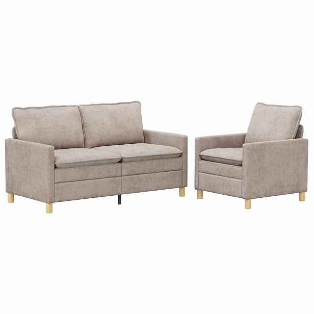 vidaXL Set pohovek 2 ks Béžová Polyester