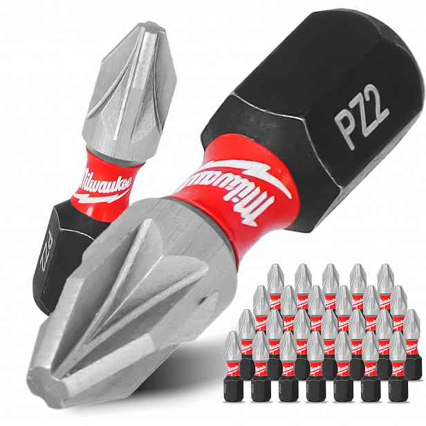 25x Úderový bit Milwaukee PZ2 25 mm Magnetická Koncovka Šroubováku Poz V8-P