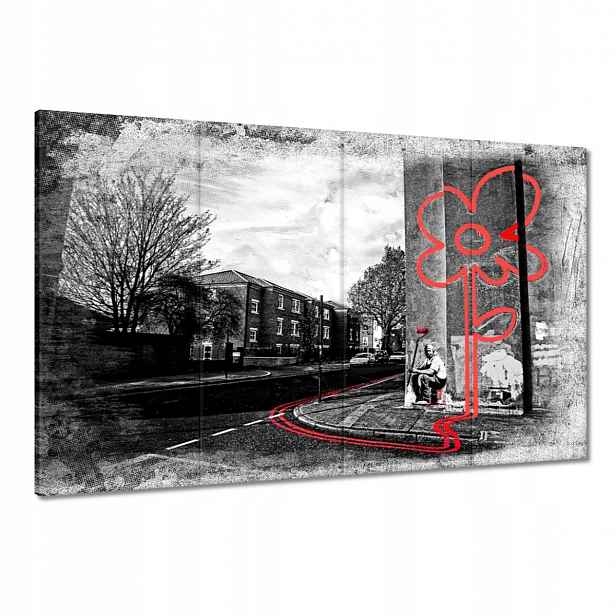 Obrazy 120x80 Banksy Červená květina