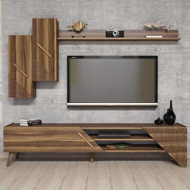 Hanah Home Obývací stěna Beril 180 cm tmavě hnědá