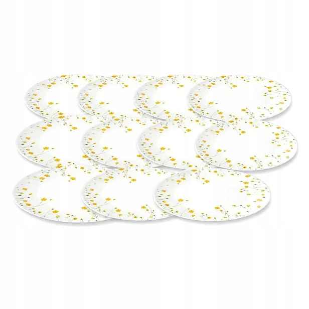 Sada dezertních talířů 12 ks Porcelánové 19 cm s květy kačenky