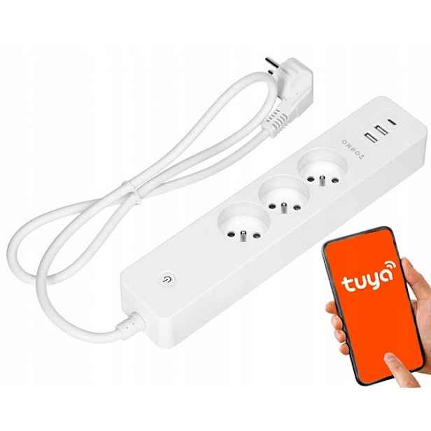 Smart prodlužovací kabel Orno OR-SH-17520/W, 1,8m 2xUSB+USB-C WiFi Tuya
