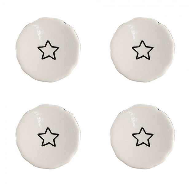 Set 4ks béžová keramická úchytka s hvězdou - Ø 4*3/6 cm Clayre & Eef