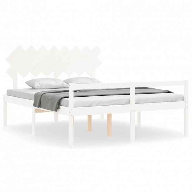 vidaXL Postel s čelem pro seniory bílý 160x200 cm masivní dřevo