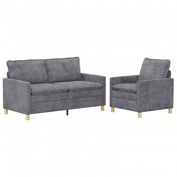 vidaXL Set pohovek 2 ks Světle šedá Polyester