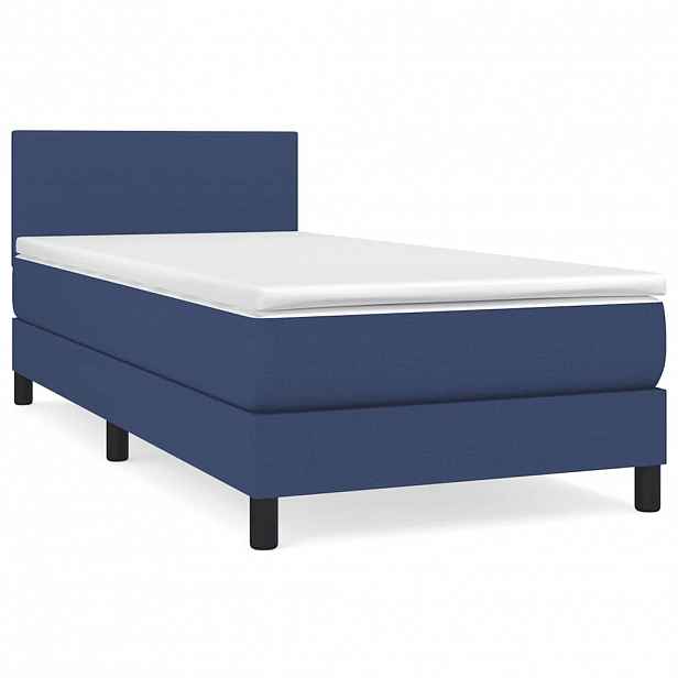 vidaXL Box spring postel s matrací modrá 80x200 cm textil