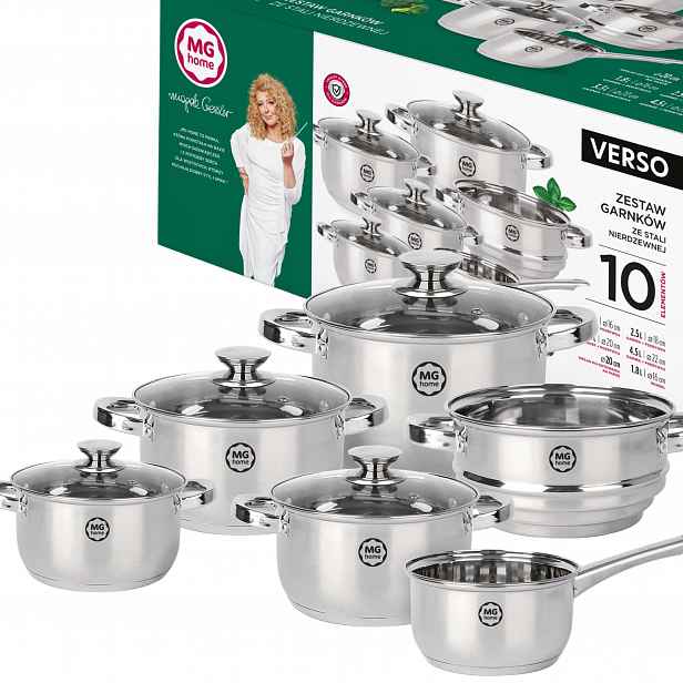 Mg Home Verso Sada 5 Hrnců, 10 Dílů, Nerezová Ocel Inox, Indukce
