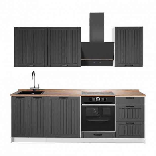 Vicco KUCHYŇSKÝ KOUT Fame-Line, Tmavě šedá/Bílá, 230 cm, PD Dub