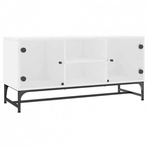 vidaXL TV skříňka se skleněnými dvířky bílá 102 x 37 x 50 cm