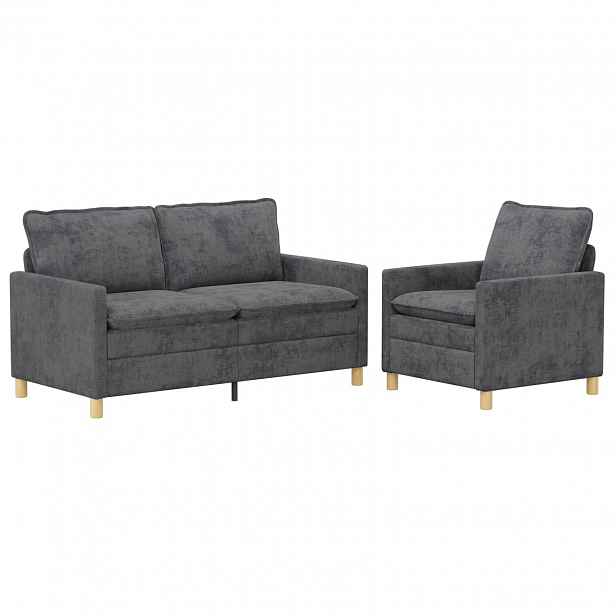 vidaXL Set pohovek 2 ks Tmavě šedá Polyester