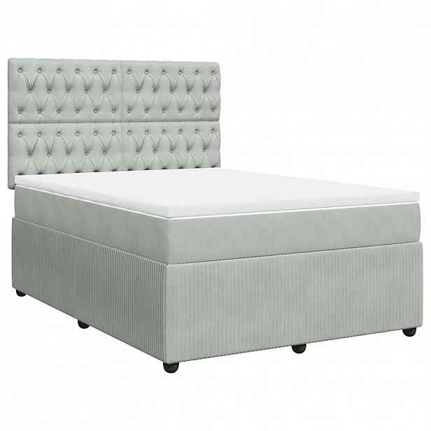vidaXL Box spring postel s matrací světle šedá 140x190 cm samet