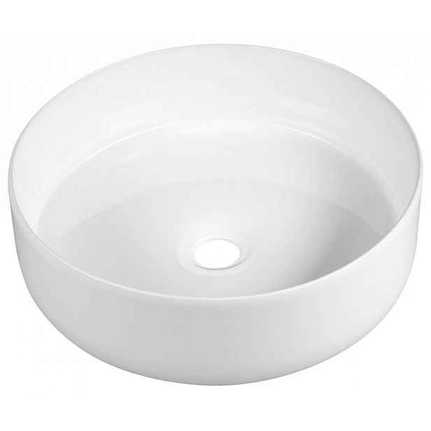 Sapho - Umyvadlo na desku Fiastra, průměr 40 cm, bez přepadu, bez otvoru pro baterii, bílá FT801