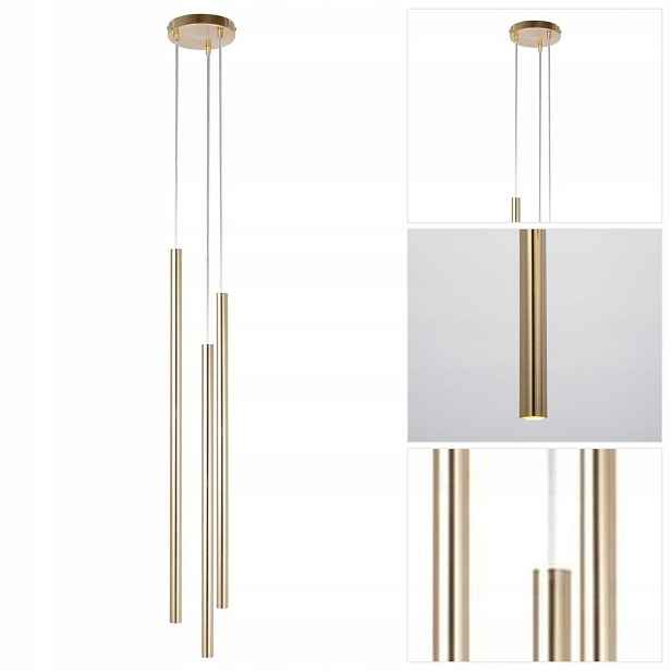 Zlatá závěsná lampa Sopel Lux s vyřezávaným tvarem v chodbě Sigma Lighting